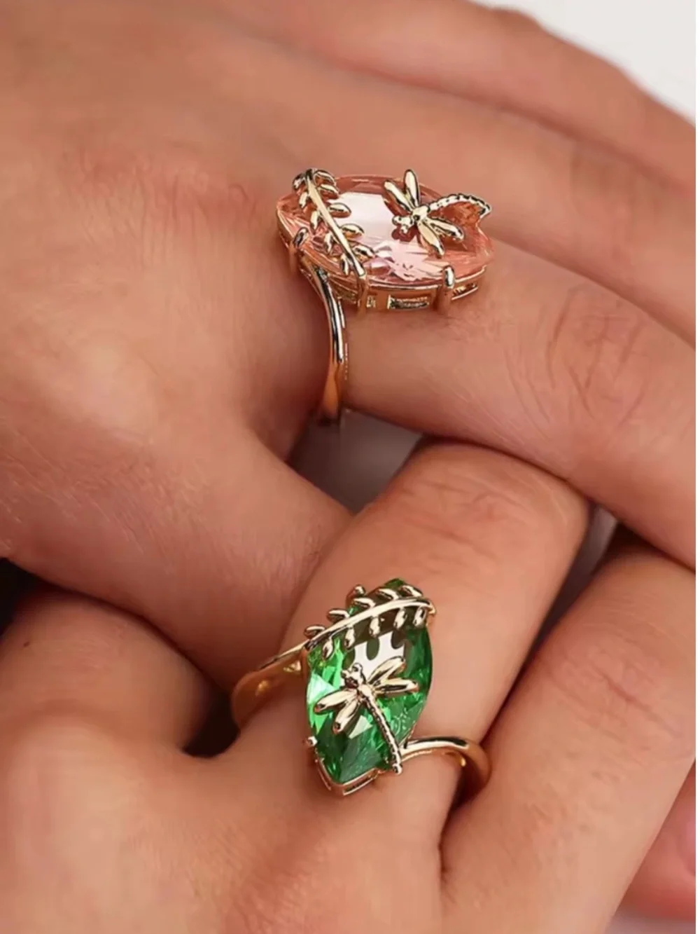 Vintage Emerald Marquis Dragonfly Ring